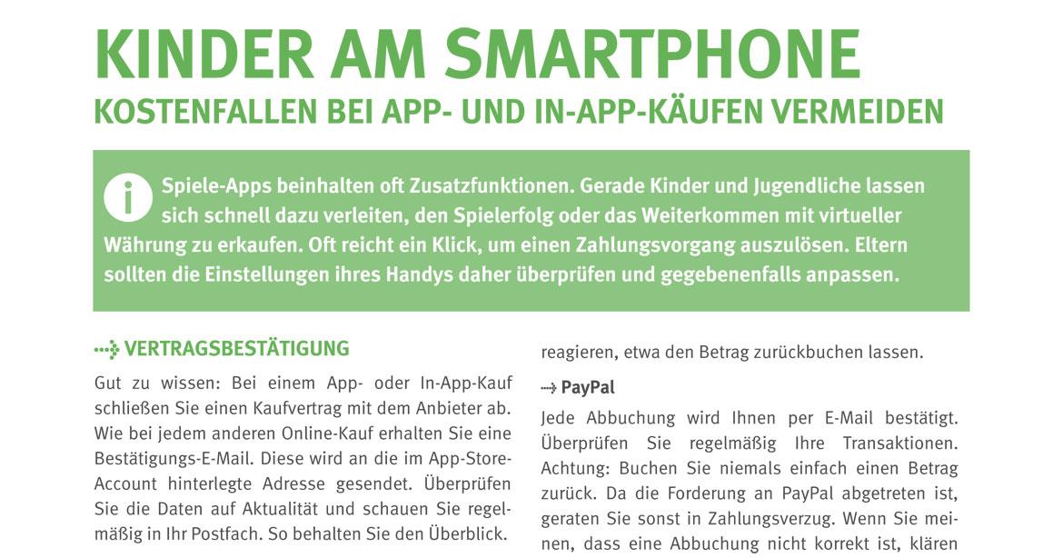 Auszug aus Faktenblatt Kinder am Smartphone