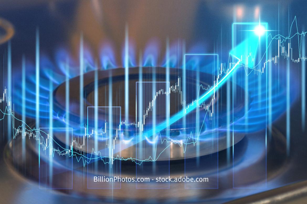 Gasflamme, Pfeil nach oben zeigend