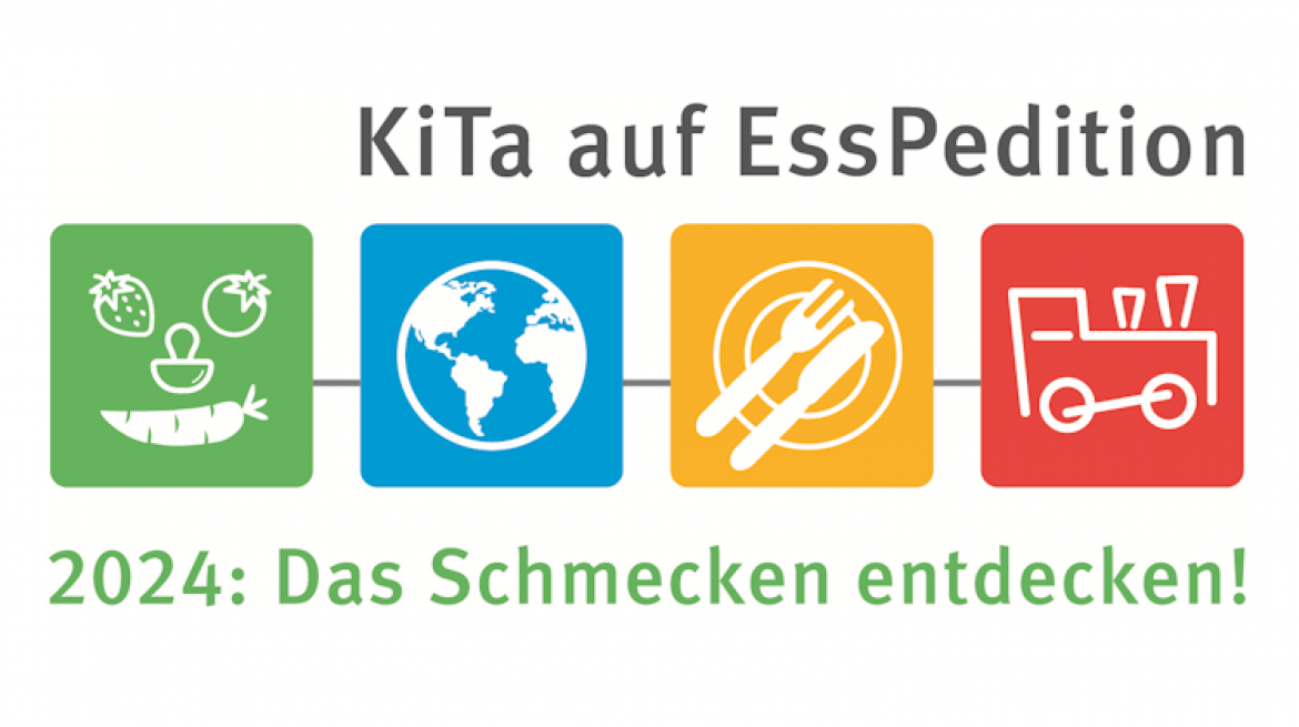 Logo Kita auf Esspedition 2024 bunte Symbole