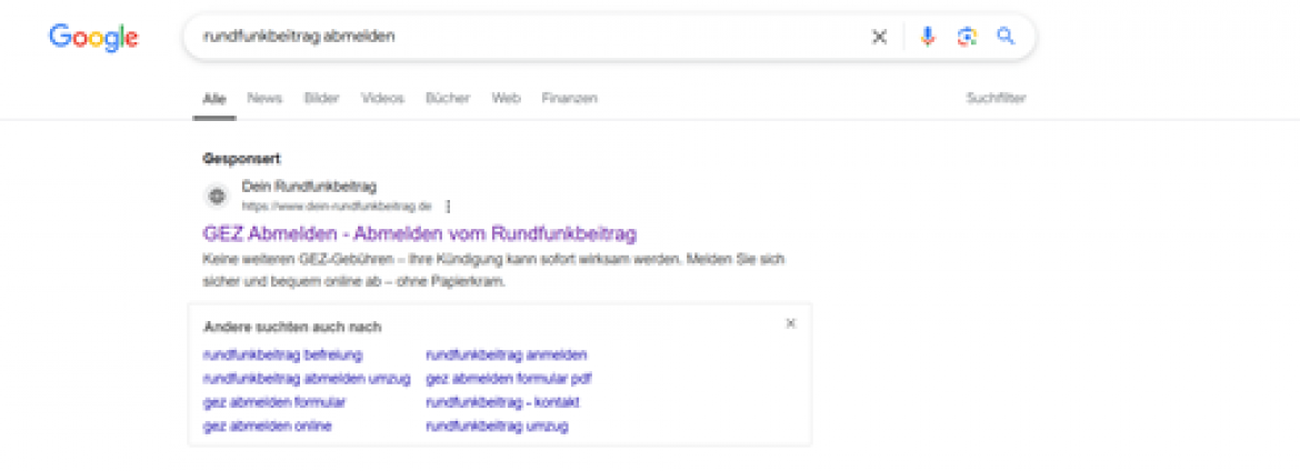 Werbeanzeige Google dein-rundfunkbeitrag.de